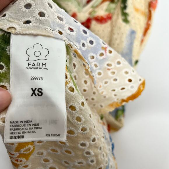 Farm Rio Womens Copacabana Cover Up XS Cream Tropical Print Beach Resort Wear - Picture 12 of 14